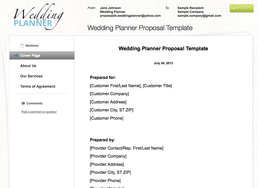 Wedding Planner Proposal Template