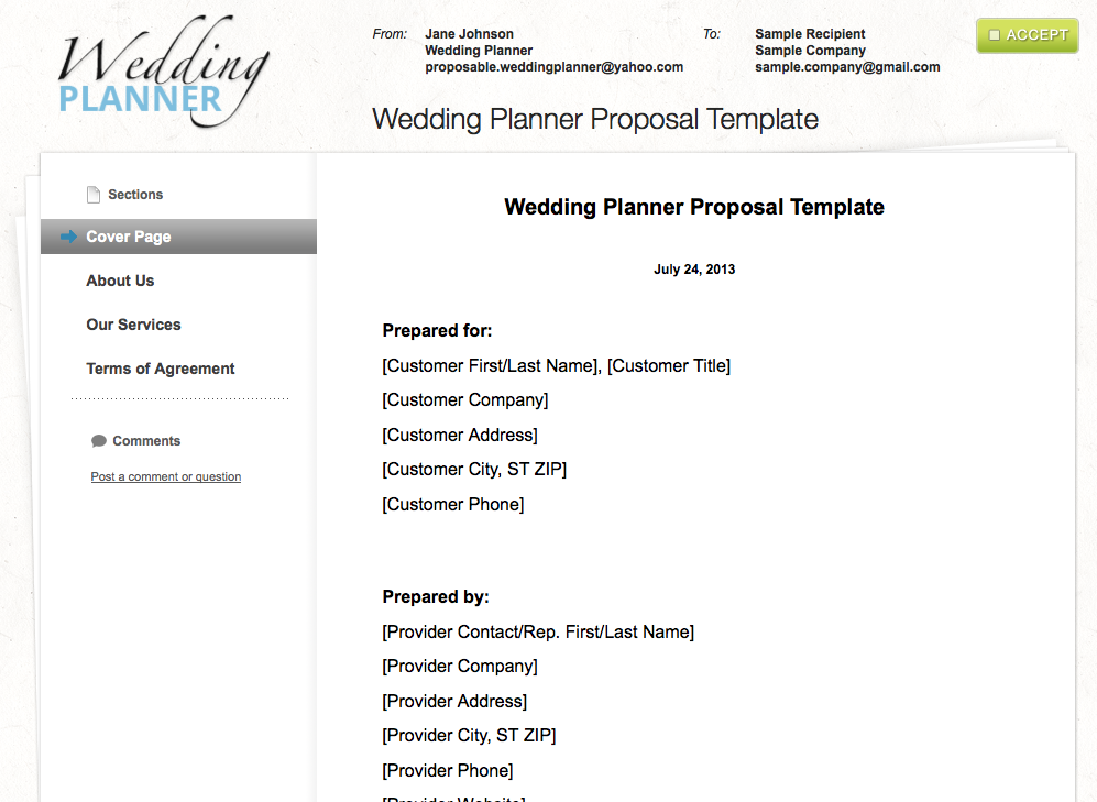 total party planner proposal templates