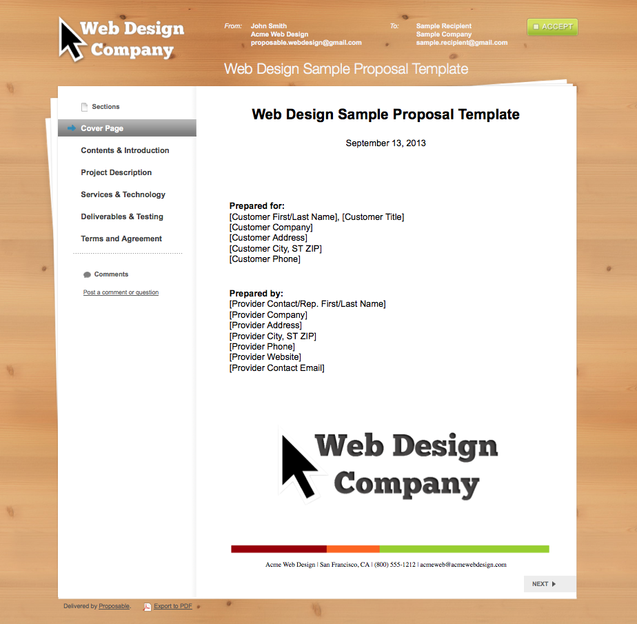 website design proposal template free